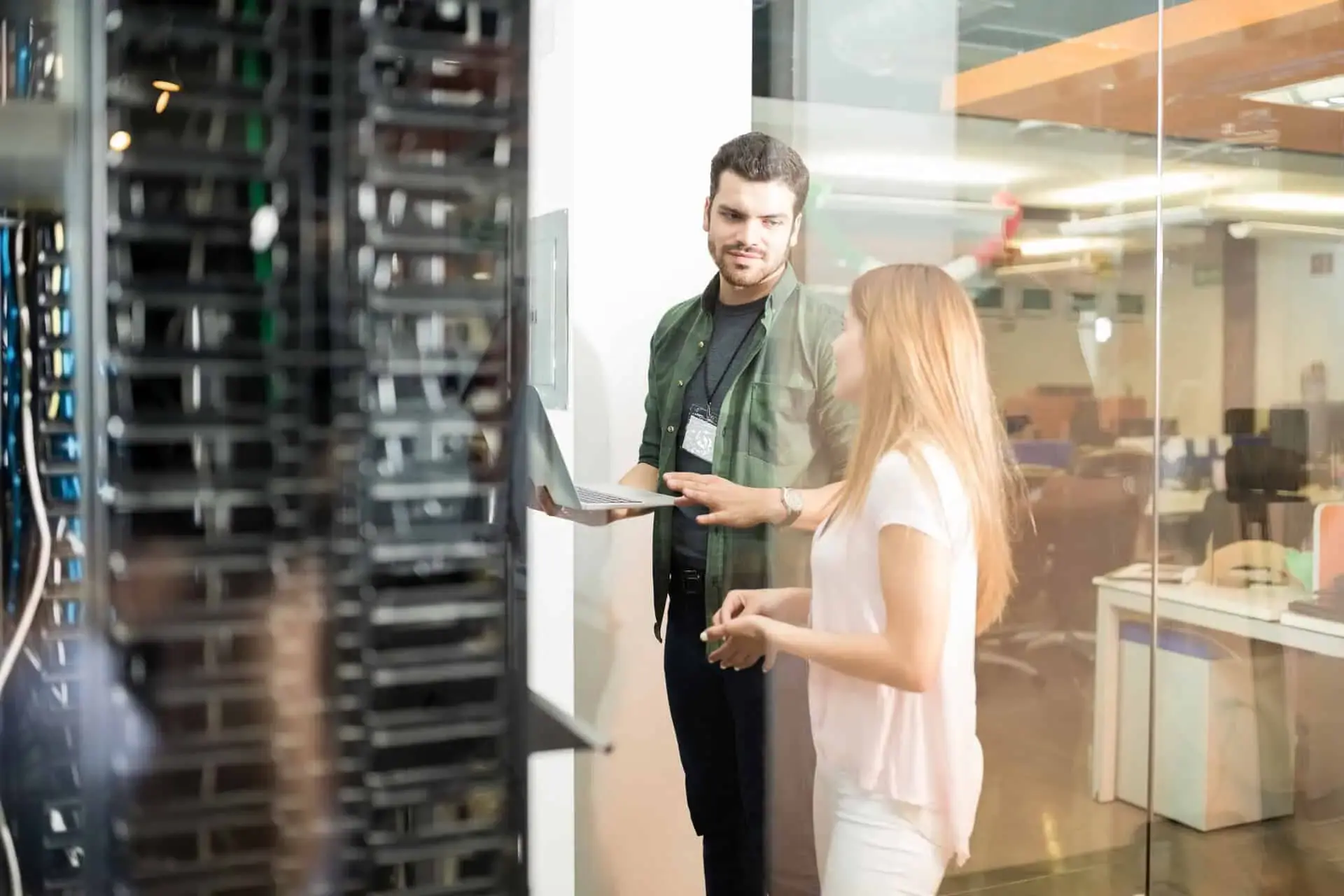 IT professionals discussing server infrastructure