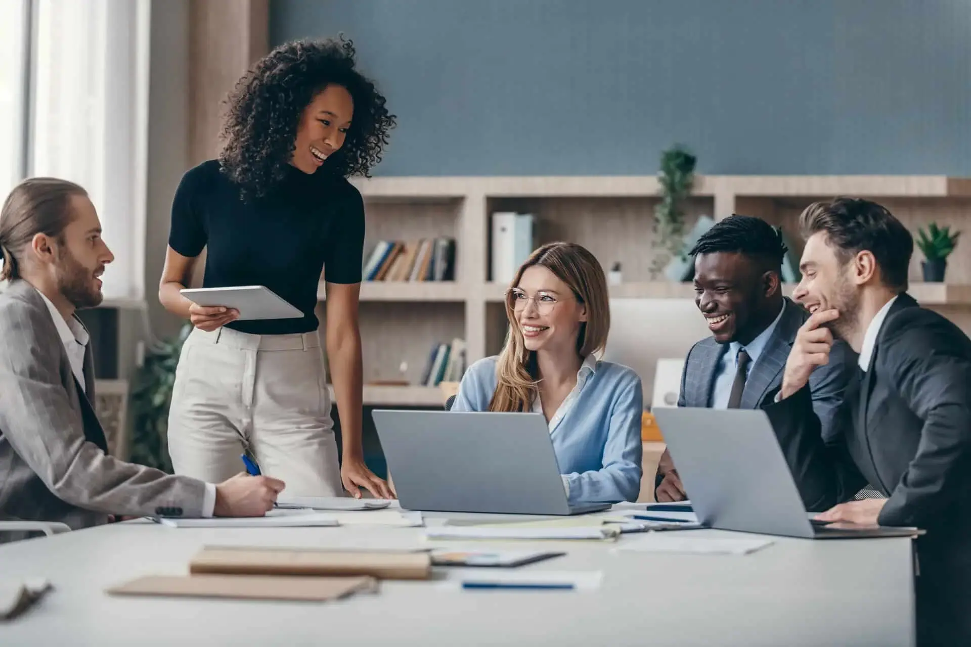Business team smiling together