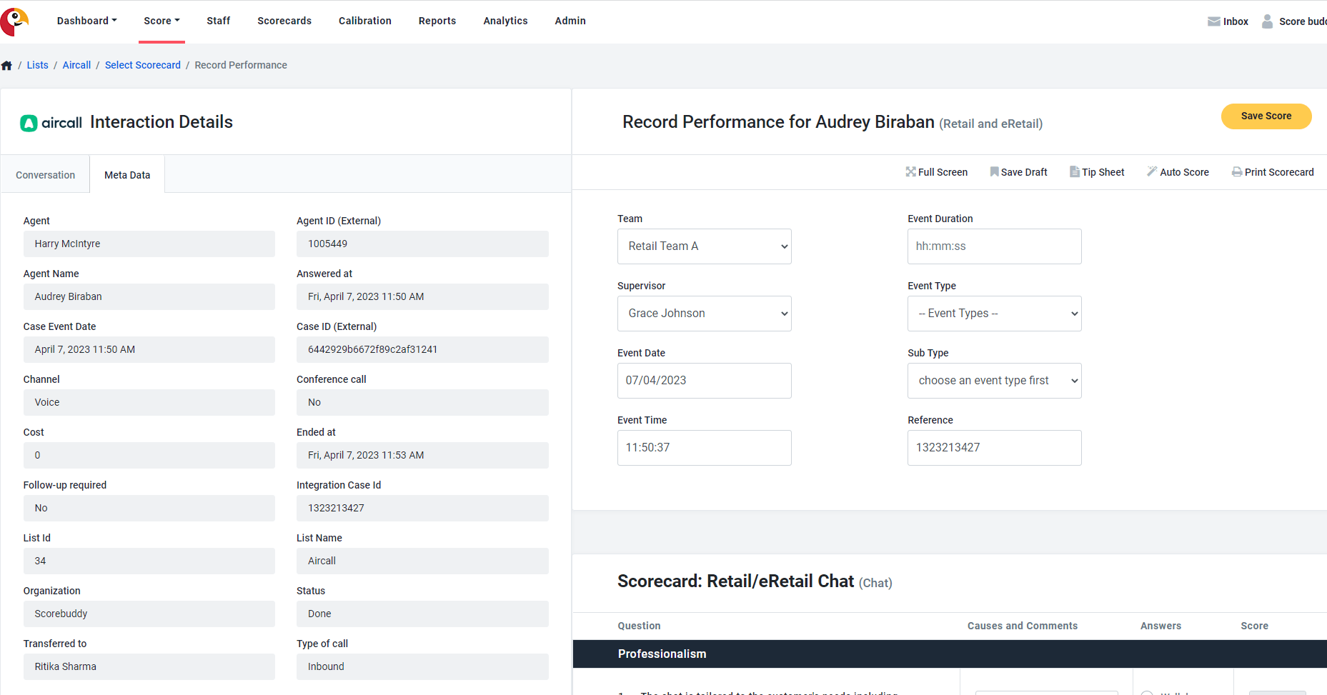 aircall dashboard